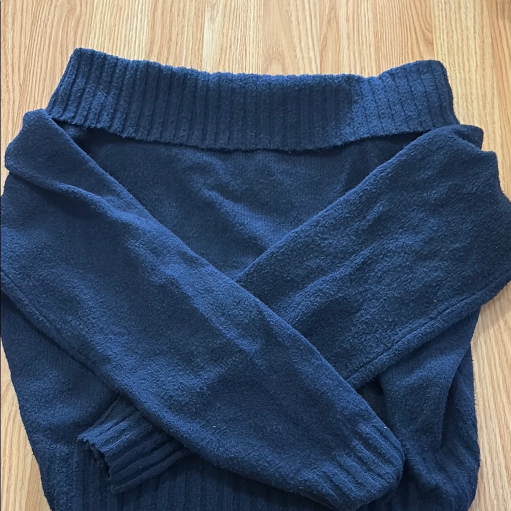 Hollister Navy Off-the-Shoulder Sweater